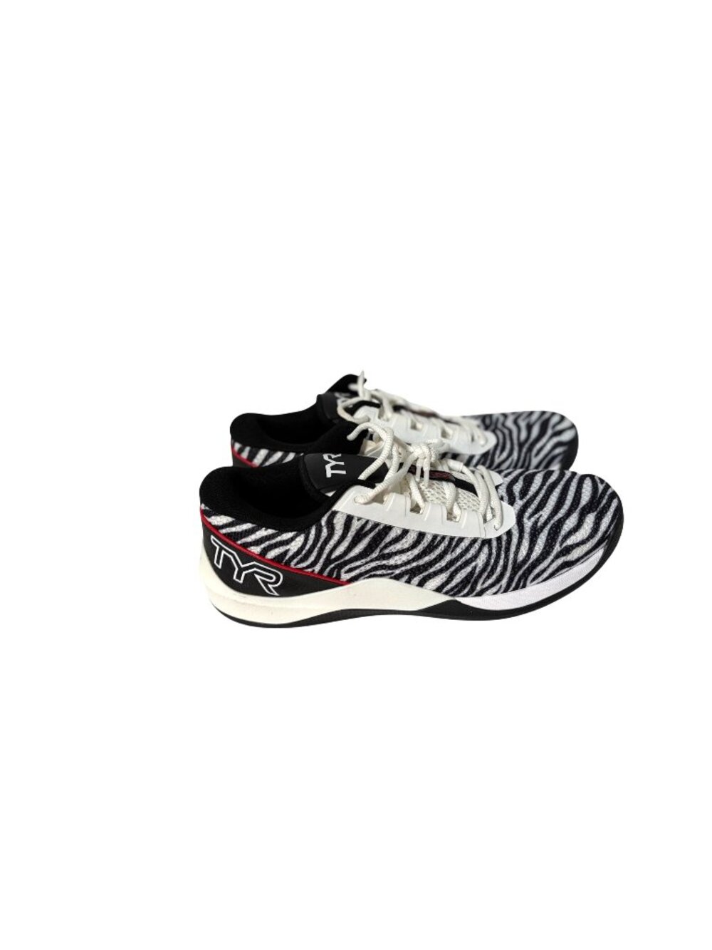 TYR Womens Size 12 Mens Size 10.5 SNeaker Shoes Zebra Print Black White Syntheti